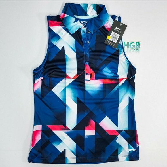 Slazenger Bold Block Hydrodri Polo Sleeveless Women's Sport Golf Tennis WSG31215 - Picture 2 of 12